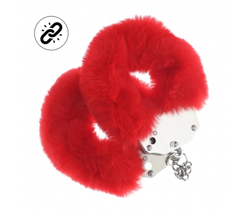 Ouch! Heavy-Duty Soft Plush Handcuffs Red - Adjustable Locking System
