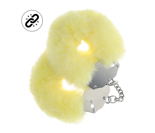 Shots Toys Soft Fluffy Handcuffs Yellow - Secure Locking System, Adjustable