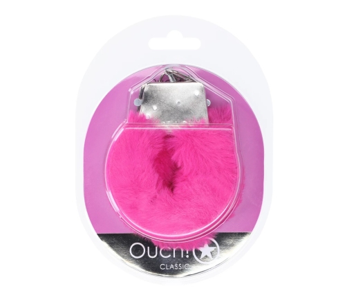 Ouch! Classic Fluffy Handcuffs Pink - Soft Lining, Adjustable Fit