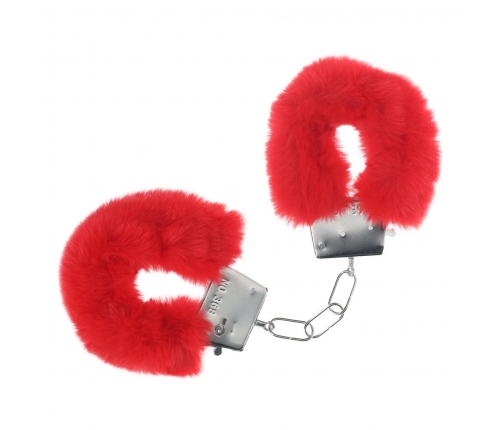 Ouch! Classic Fluffy Handcuffs Red - Adjustable Soft Faux Fur Cuffs