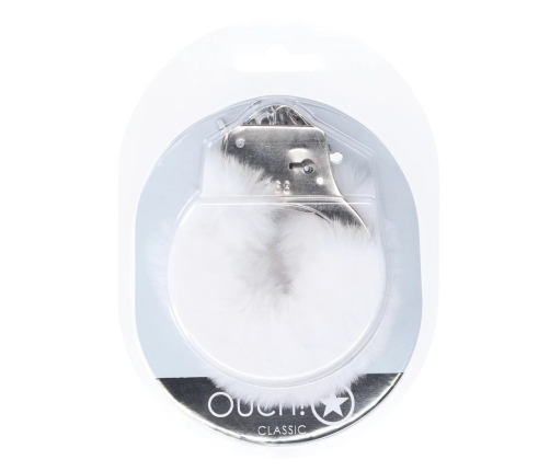 Ouch! Classic Fluffy Handcuffs White - Adjustable Plush Model