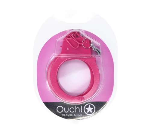 Ouch! Classic Metal Handcuffs Pink - Adjustable Safety Lock System