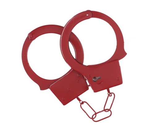 Ouch! Classic Metal Handcuffs Red - Secure Locking System, Adjustable Fit