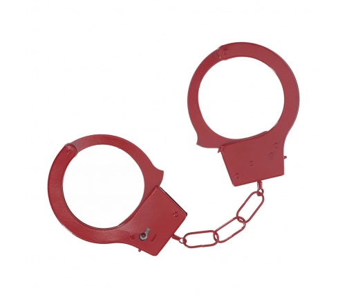 Ouch! Classic Metal Handcuffs Red - Secure Locking System, Adjustable Fit