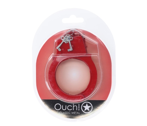 Ouch! Classic Metal Handcuffs Red - Secure Locking System, Adjustable Fit