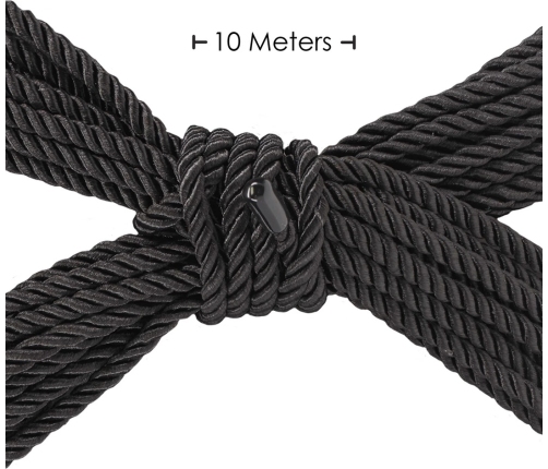 Shots Polyester Bondage Rope 10m Black - Durable Soft Restraint Cord