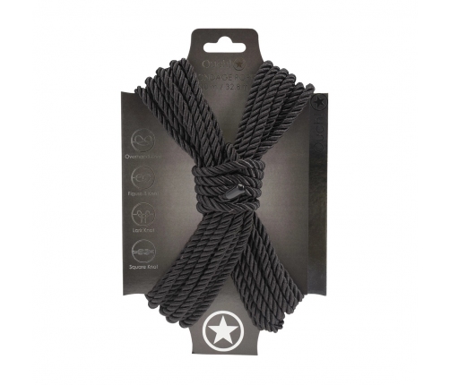 Shots Polyester Bondage Rope 10m Black - Durable Soft Restraint Cord
