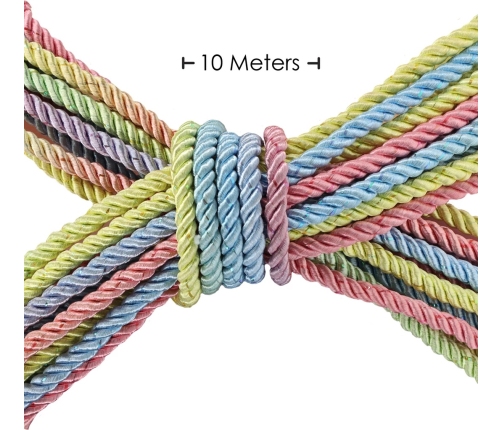 Loving Joy Polyester Bondage Rope 10m Multicolor Pastel - Soft & Durable