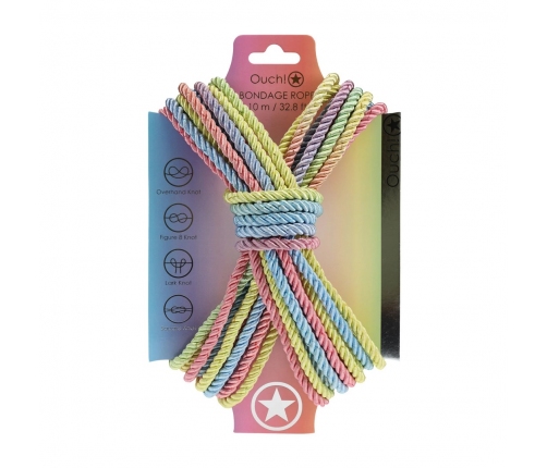 Loving Joy Polyester Bondage Rope 10m Multicolor Pastel - Soft & Durable