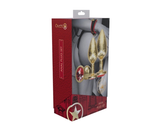 Milan Collection Metal Plug Set Gold - 3 Sizes, Aluminum, Jewel Base