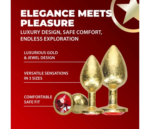 Milan Collection Metal Plug Set Gold - 3 Sizes, Aluminum, Jewel Base