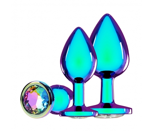 Ouch! Venice Collection Iridescent Metal Plug Set 3 Sizes Jewel Base