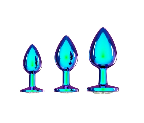 Ouch! Venice Collection Iridescent Metal Plug Set 3 Sizes Jewel Base
