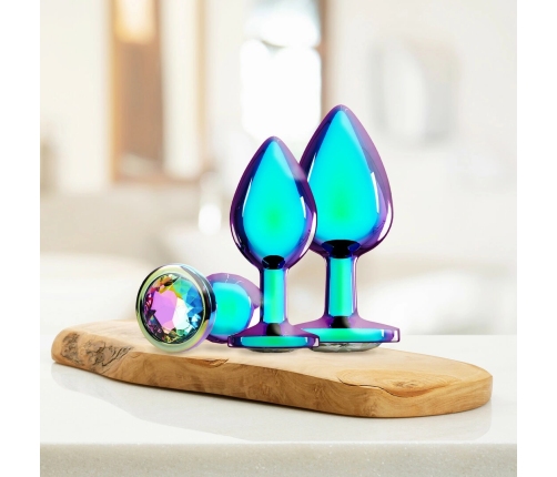 Ouch! Venice Collection Iridescent Metal Plug Set 3 Sizes Jewel Base