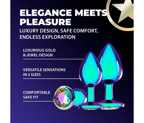 Ouch! Venice Collection Iridescent Metal Plug Set 3 Sizes Jewel Base