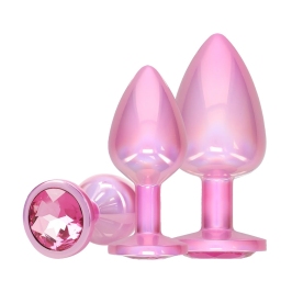 Ouch! Paris Collection Metal Plug Set Pink 3 Sizes Jewel Base