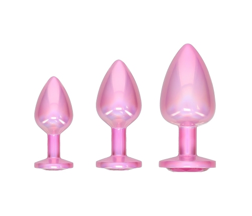 Ouch! Paris Collection Metal Plug Set Pink 3 Sizes Jewel Base