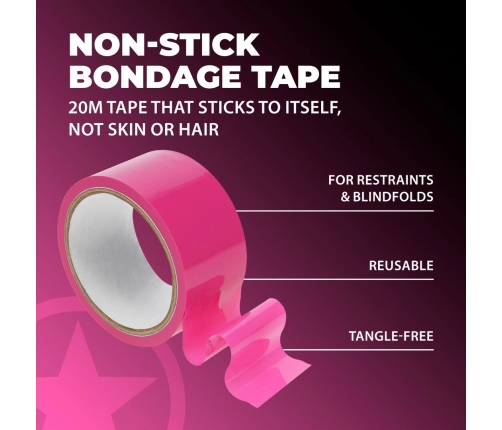 Ouch! PVC Adhesive-Free Tape 20m Pink - Non-Stick Utility Roll