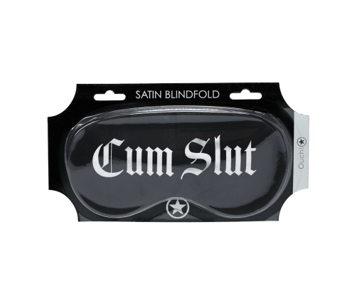 Ouch! Satin Eye Mask Black - Soft Printed Blindfold Adjustable Strap