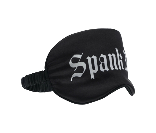 Spank Me Printed Satin Mask Black - Elegant Sensory Play Eye Cover