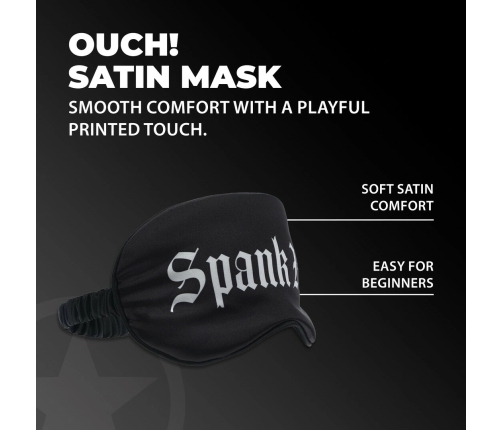 Spank Me Printed Satin Mask Black - Elegant Sensory Play Eye Cover