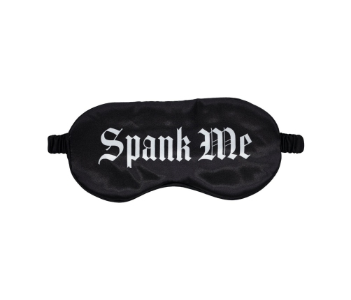 Spank Me Printed Satin Mask Black - Elegant Sensory Play Eye Cover