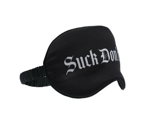 Suck Don't Bite Satin Eye Mask Black - Elegant Printed Sleep Mask