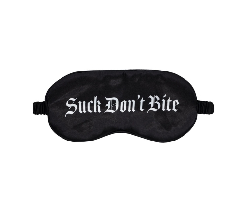 Suck Don't Bite Satin Eye Mask Black - Elegant Printed Sleep Mask