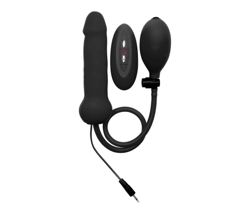 Inflatable and Vibrating Silicone Dildo - Black