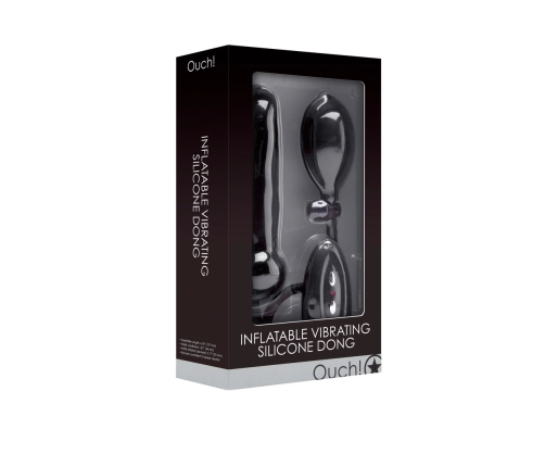 Inflatable and Vibrating Silicone Dildo - Black