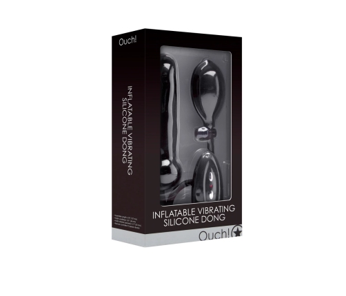 Inflatable and Vibrating Silicone Dildo - Black