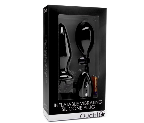 Ouch! Vibrating Inflatable Silicone Plug Black - Adjustable Size System