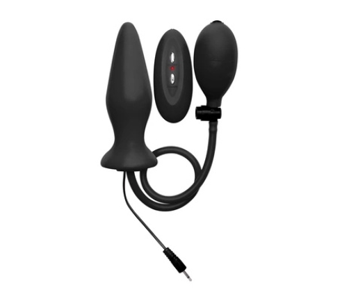 Ouch! Vibrating Inflatable Silicone Plug Black - Adjustable Size System