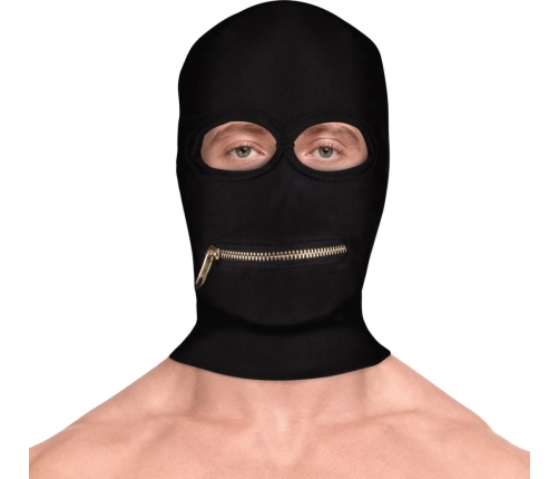 Ouch! Xtreme Zipper Hood Mask with Adjustable Mouth Closure Black