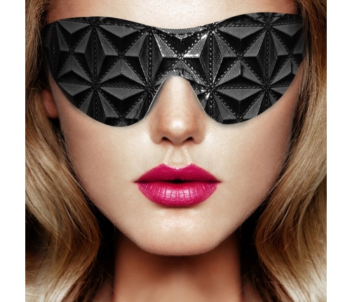 Ouch! Faux-Leather Diamond Pattern Eye Mask Black 19.5cm