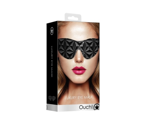 Ouch! Faux-Leather Diamond Pattern Eye Mask Black 19.5cm