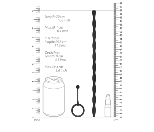 OUCH! Silicone Plug & Support Ring Set, 30 cm, Medical Grade, Black