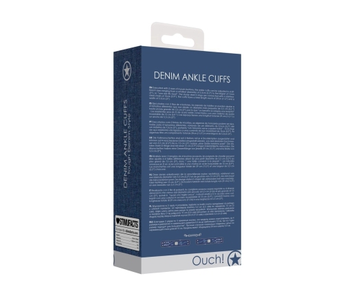 Ouch! Denim Ankle Cuffs Adjustable Soft Padded Blue 29cm