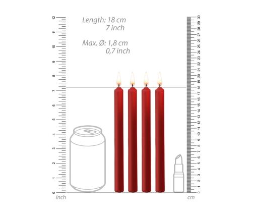 Teasing Wax Candles - 4 Pieces - Large - Red