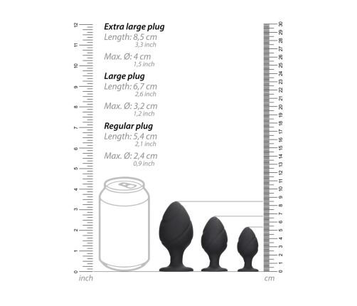 Swirled Butt Plug Set - Black