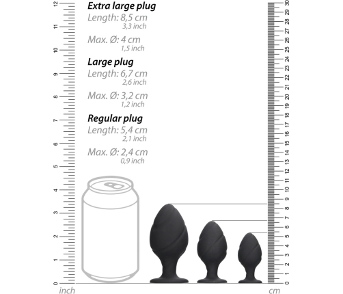 Swirled Butt Plug Set - Black