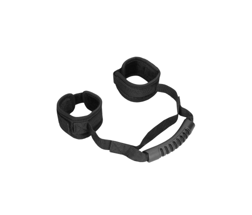 Ouch! Adjustable Velcro Handcuffs with Ergonomic Handle - Black