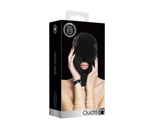 Ouch! Fetish Hood Mask with Mouth Opening - Flexible Universal Fit