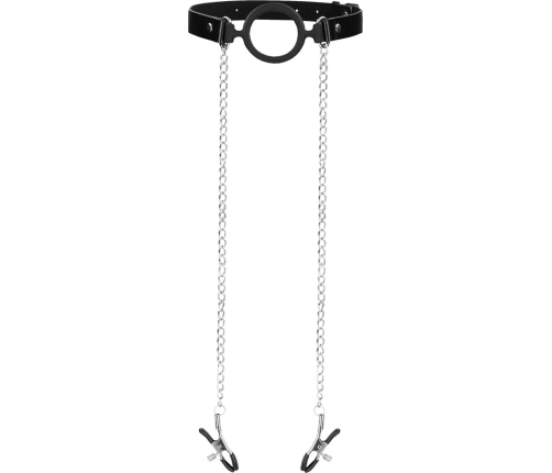 O-Ring Ball Gag with Nipple Clamps