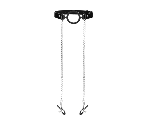 O-Ring Ball Gag with Nipple Clamps