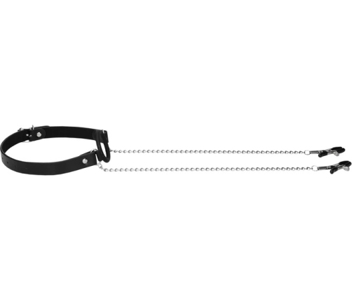 O-Ring Ball Gag with Nipple Clamps