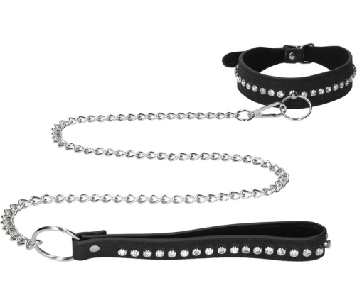 Diamond Studded Collar with Leash