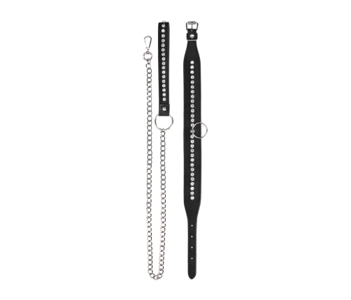 Diamond Studded Collar with Leash