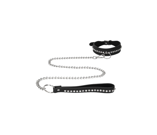 Diamond Studded Collar with Leash
