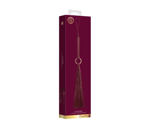 OUCH Halo Gold Leather Look Flogger - Elegant Anatomic Handle, 45 cm